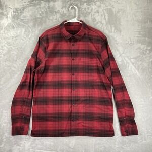 Lululemon Shirt men's XL Flannel Button Up Red Plaid Masons Peak Casual Pocket